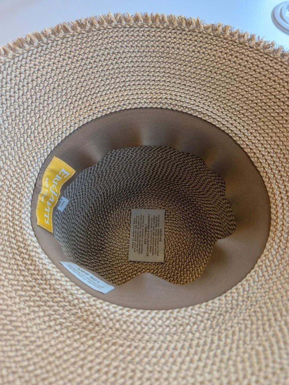 Eric Javits - Foldable Squishee - Straw Bucket Hat in Natural Beige - Size M/L - Picture 2 of 16